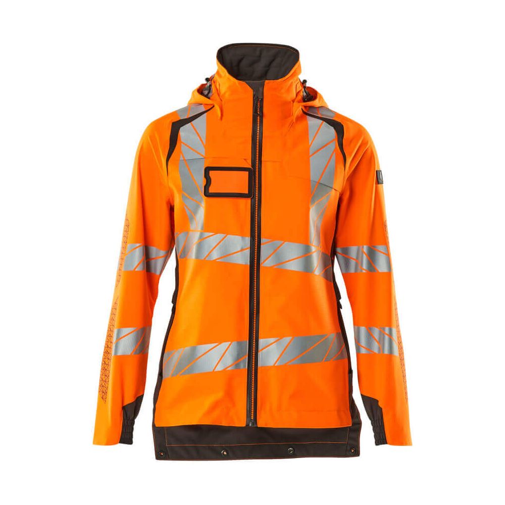 Mascot Hi-Vis WAterproof Outer Shell Jacket 19011-449 Front #colour_hi-vis-orange-dark-anthracite-grey