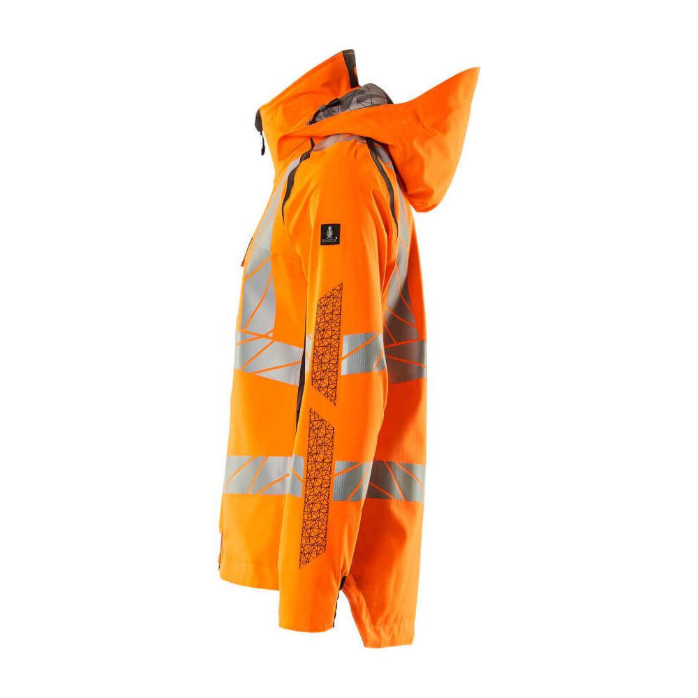 Mascot Hi-Vis WAterproof Outer Shell Jacket 19011-449 Right #colour_hi-vis-orange-dark-anthracite-grey