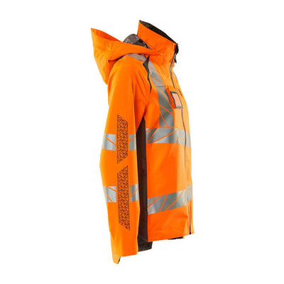 Mascot Hi-Vis WAterproof Outer Shell Jacket 19011-449 Left #colour_hi-vis-orange-dark-anthracite-grey