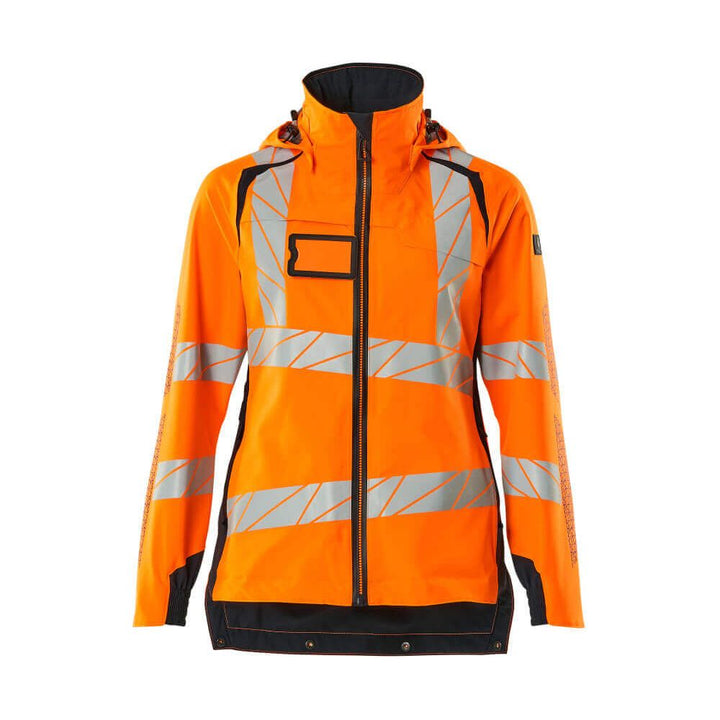 Mascot Hi-Vis WAterproof Outer Shell Jacket 19011-449 Front #colour_hi-vis-orange-dark-navy-blue