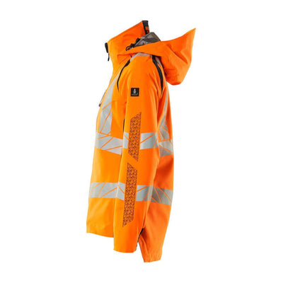 Mascot Hi-Vis WAterproof Outer Shell Jacket 19011-449 Right #colour_hi-vis-orange-dark-navy-blue