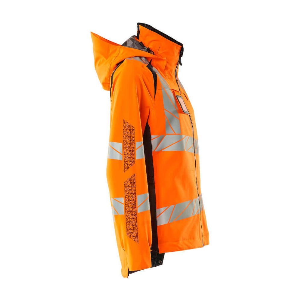 Mascot Hi-Vis WAterproof Outer Shell Jacket 19011-449 Left #colour_hi-vis-orange-dark-navy-blue