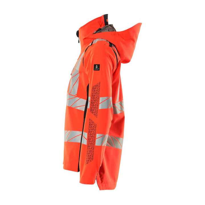 Mascot Hi-Vis WAterproof Outer Shell Jacket 19011-449 Right #colour_hi-vis-red-dark-navy-blue