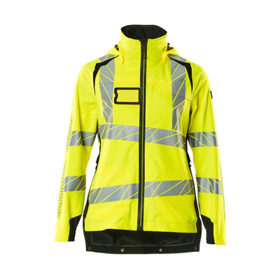 Mascot Hi-Vis WAterproof Outer Shell Jacket 19011-449 Front #colour_hi-vis-yellow-black
