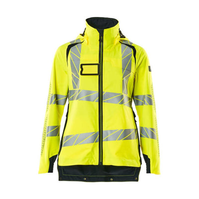 Mascot Hi-Vis WAterproof Outer Shell Jacket 19011-449 Front #colour_hi-vis-yellow-dark-navy-blue