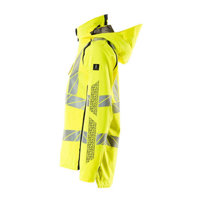 Mascot Hi-Vis WAterproof Outer Shell Jacket 19011-449 Right #colour_hi-vis-yellow-dark-navy-blue