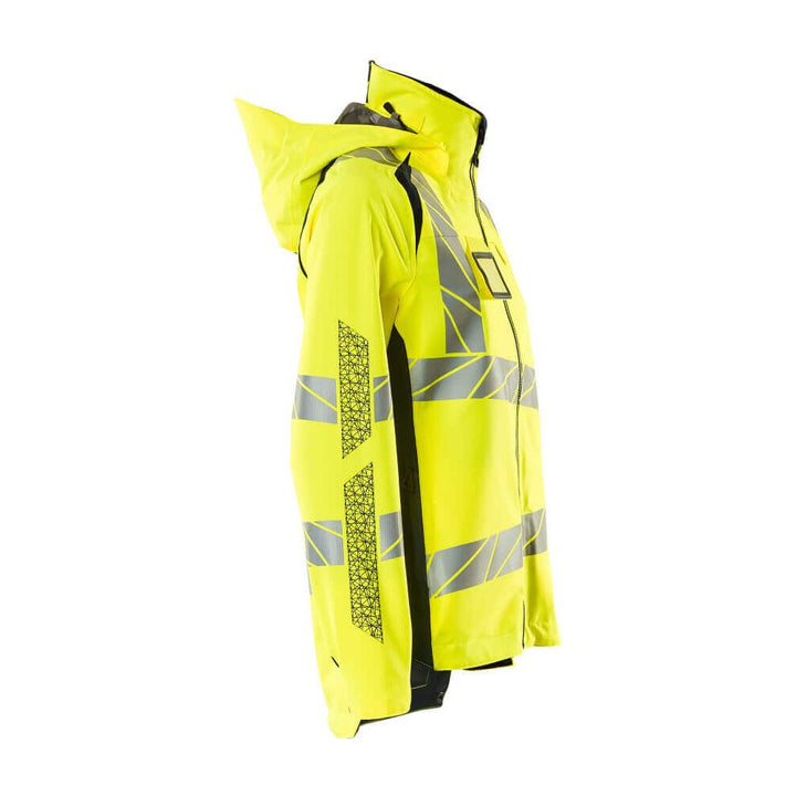 Mascot Hi-Vis WAterproof Outer Shell Jacket 19011-449 Left #colour_hi-vis-yellow-dark-navy-blue