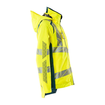 Mascot Hi-Vis WAterproof Outer Shell Jacket 19011-449 Left #colour_hi-vis-yellow-dark-petroleum