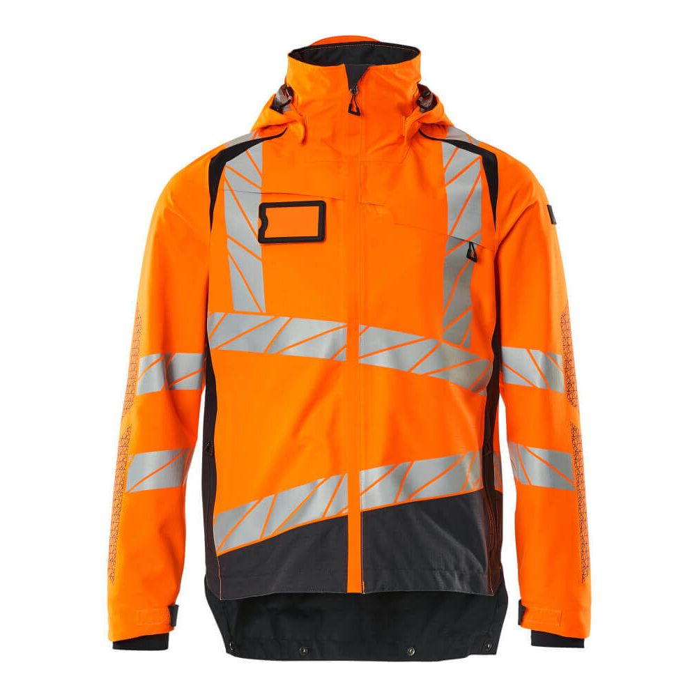 Mascot Hi-Vis Waterproof Outer Shell Jacket 19301-231 Front #colour_hi-vis-orange-dark-navy-blue