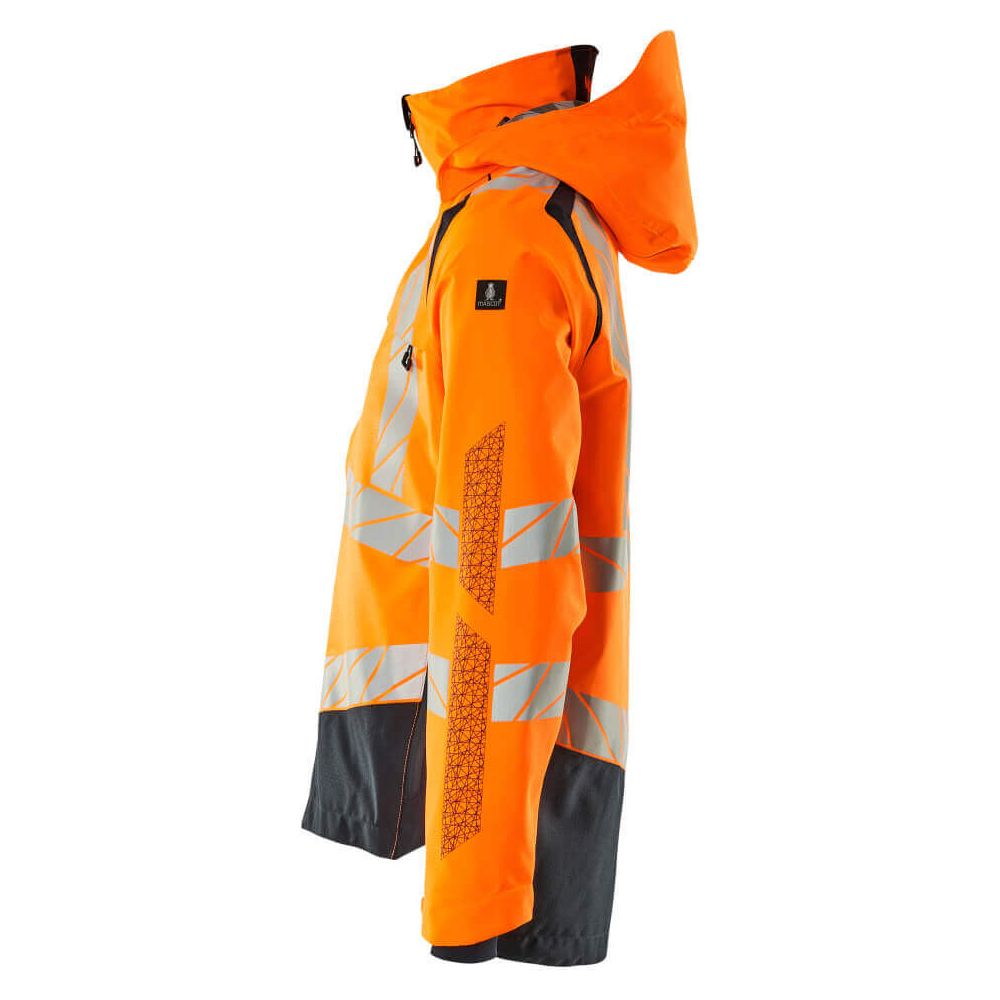 Mascot Hi-Vis Waterproof Outer Shell Jacket 19301-231 Right #colour_hi-vis-orange-dark-navy-blue