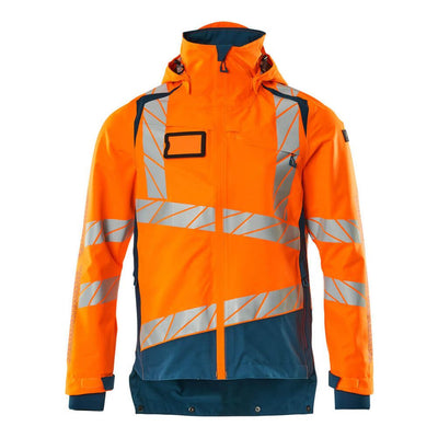Mascot Hi-Vis Waterproof Outer Shell Jacket 19301-231 Front #colour_hi-vis-orange-dark-petroleum