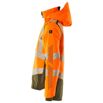 Mascot Hi-Vis Waterproof Outer Shell Jacket 19301-231 Right #colour_hi-vis-orange-moss-green