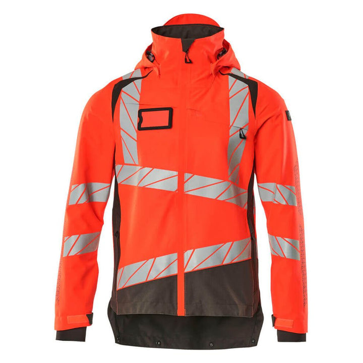 Mascot Hi-Vis Waterproof Outer Shell Jacket 19301-231 Front #colour_hi-vis-red-dark-anthracite-grey