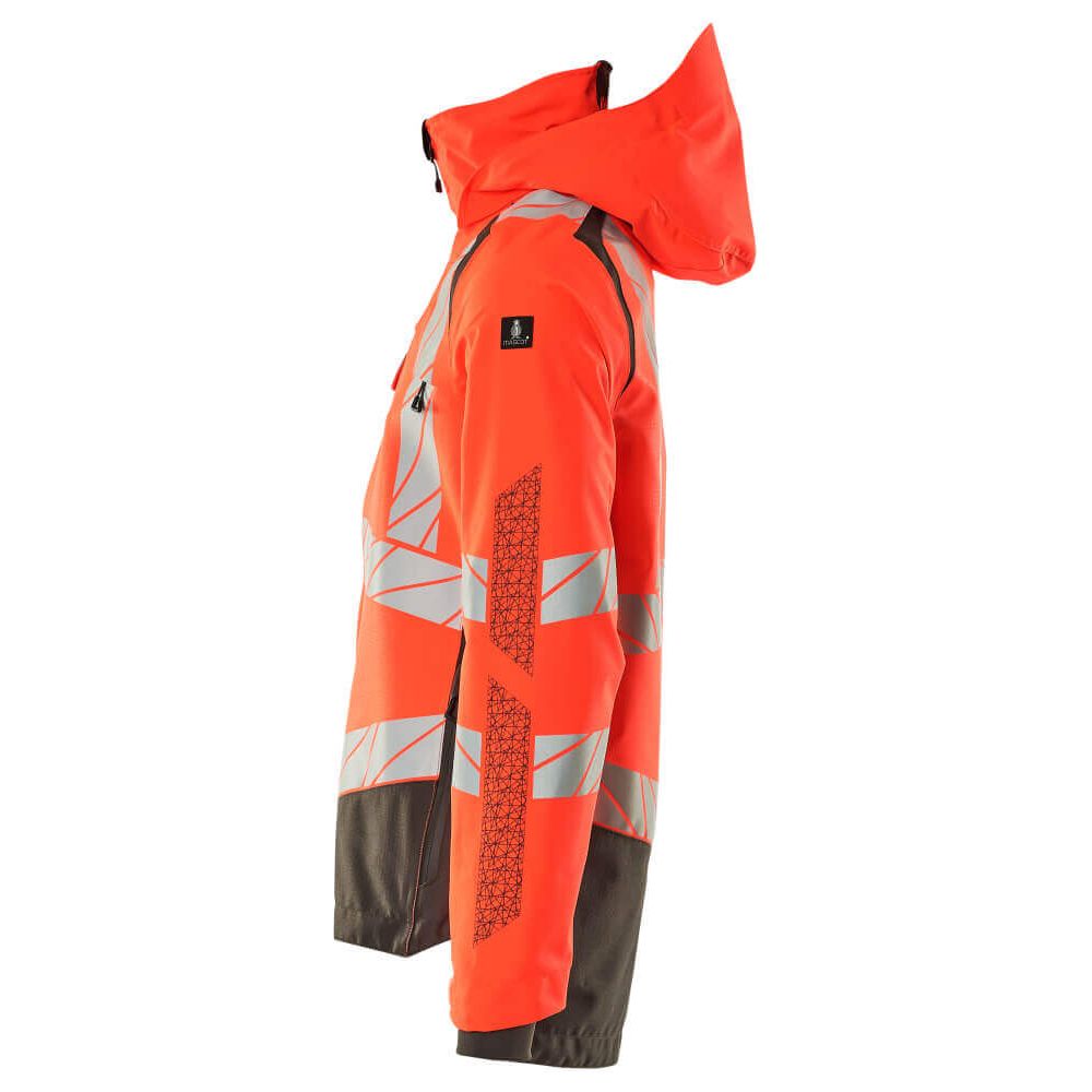 Mascot Hi-Vis Waterproof Outer Shell Jacket 19301-231 Right #colour_hi-vis-red-dark-anthracite-grey
