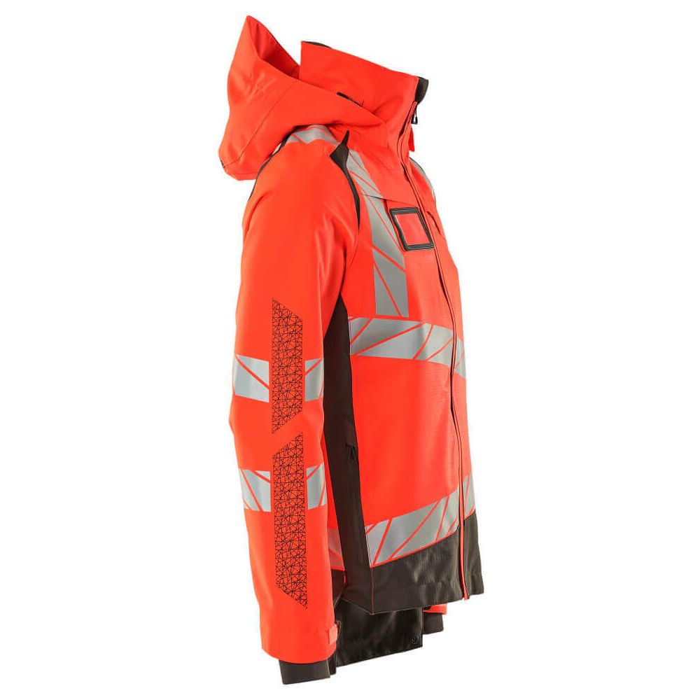 Mascot Hi-Vis Waterproof Outer Shell Jacket 19301-231 Left #colour_hi-vis-red-dark-anthracite-grey