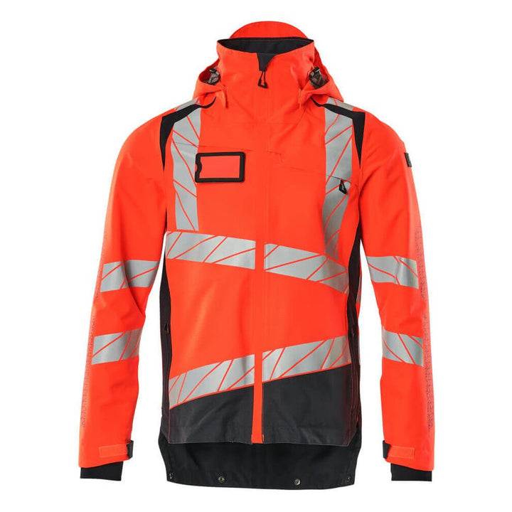 Mascot Hi-Vis Waterproof Outer Shell Jacket 19301-231 Front #colour_hi-vis-red-dark-navy-blue