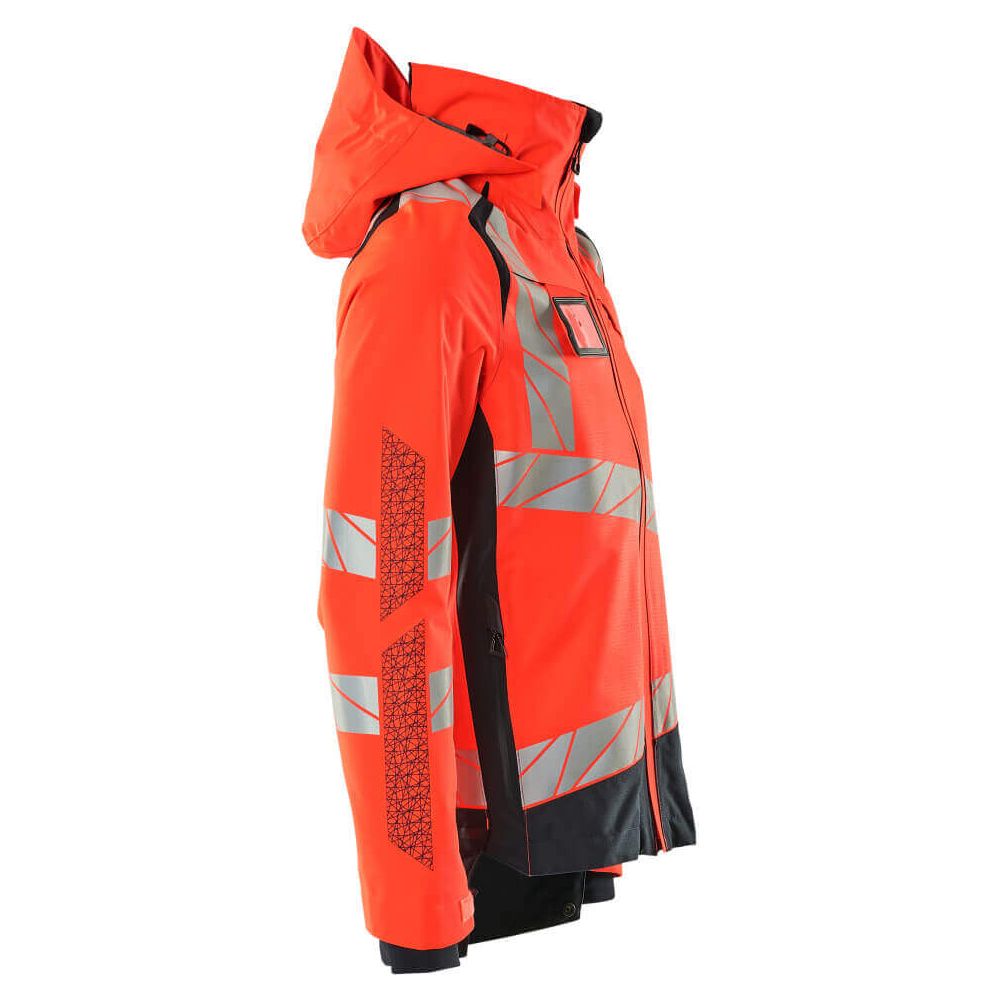 Mascot Hi-Vis Waterproof Outer Shell Jacket 19301-231 Left #colour_hi-vis-red-dark-navy-blue