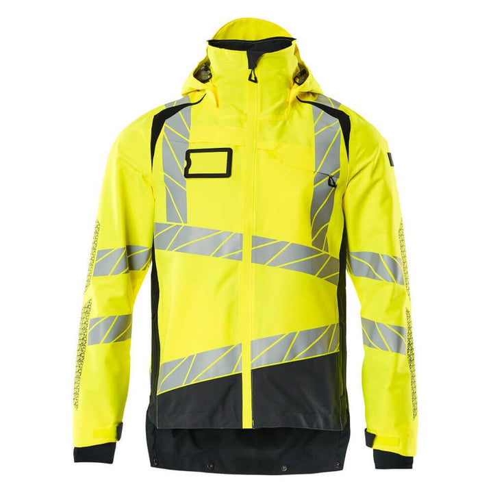 Mascot Hi-Vis Waterproof Outer Shell Jacket 19301-231 Front #colour_hi-vis-yellow-dark-navy-blue