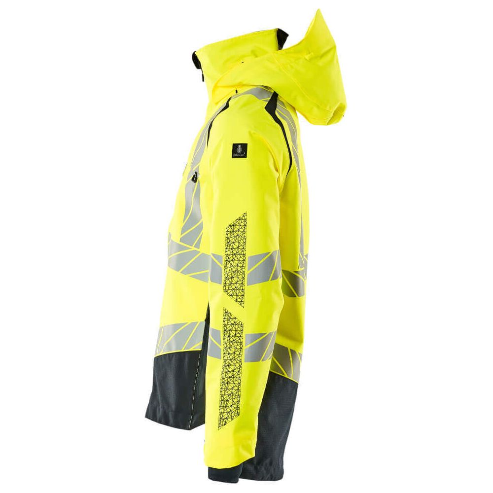 Mascot Hi-Vis Waterproof Outer Shell Jacket 19301-231 Right #colour_hi-vis-yellow-dark-navy-blue