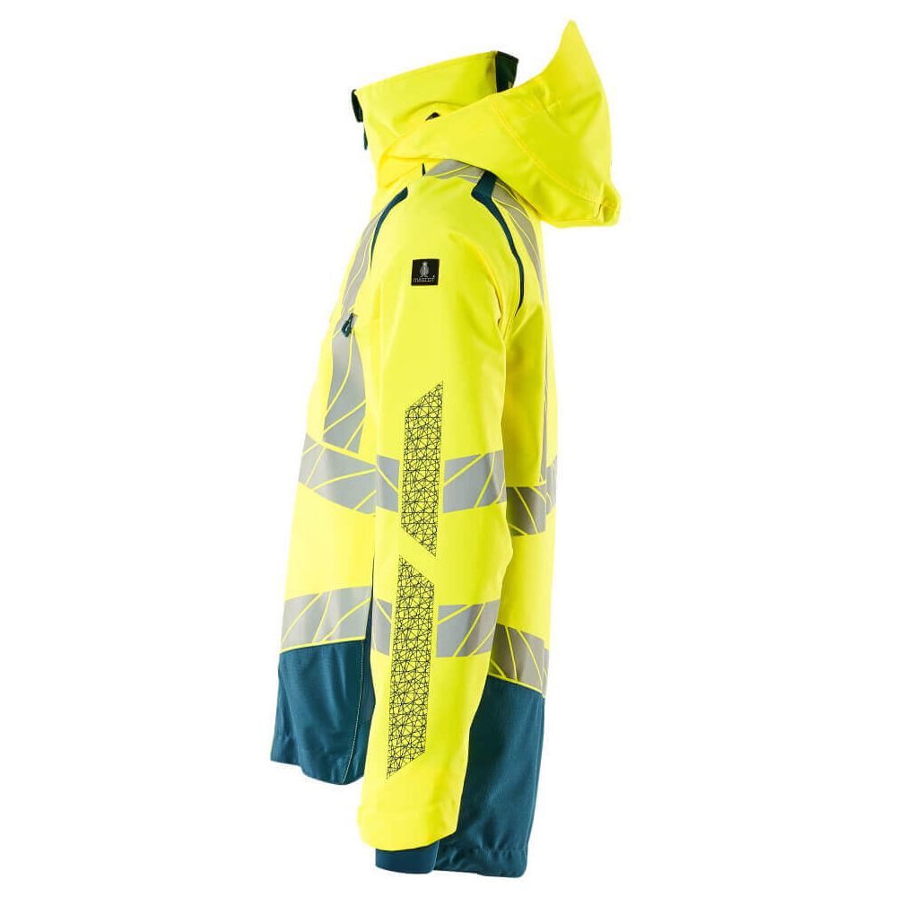 Mascot Hi-Vis Waterproof Outer Shell Jacket 19301-231 Right #colour_hi-vis-yellow-dark-petroleum