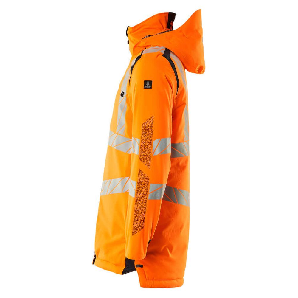 Mascot Hi-Vis Waterproof Parka Jacket 19030-449 Right #colour_hi-vis-orange-dark-navy-blue