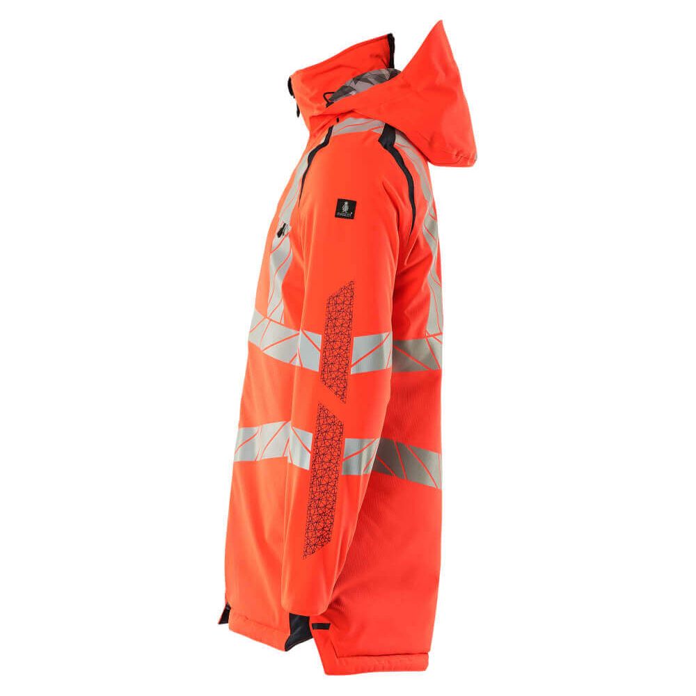 Mascot Hi-Vis Waterproof Parka Jacket 19030-449 Right #colour_hi-vis-red-dark-navy-blue