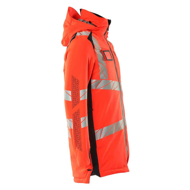 Mascot Hi-Vis Waterproof Parka Jacket 19030-449 Left #colour_hi-vis-red-dark-navy-blue