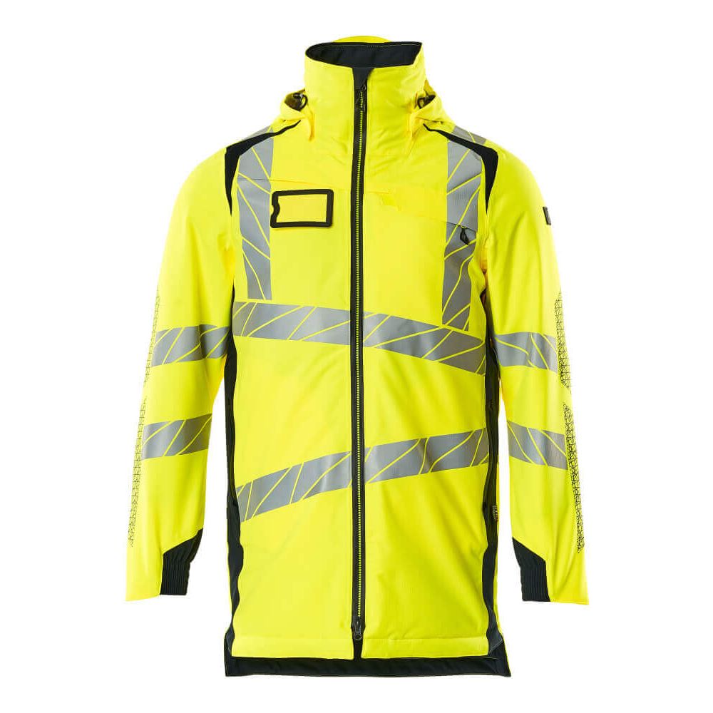 Mascot Hi-Vis Waterproof Parka Jacket 19030-449 Front #colour_hi-vis-yellow-dark-navy-blue