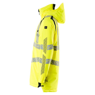 Mascot Hi-Vis Waterproof Parka Jacket 19030-449 Right #colour_hi-vis-yellow-dark-navy-blue