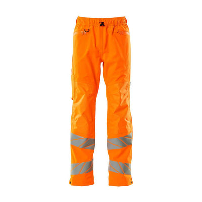 Mascot Hi-Vis Waterproof Trousers Front #colour_hi-vis-orange