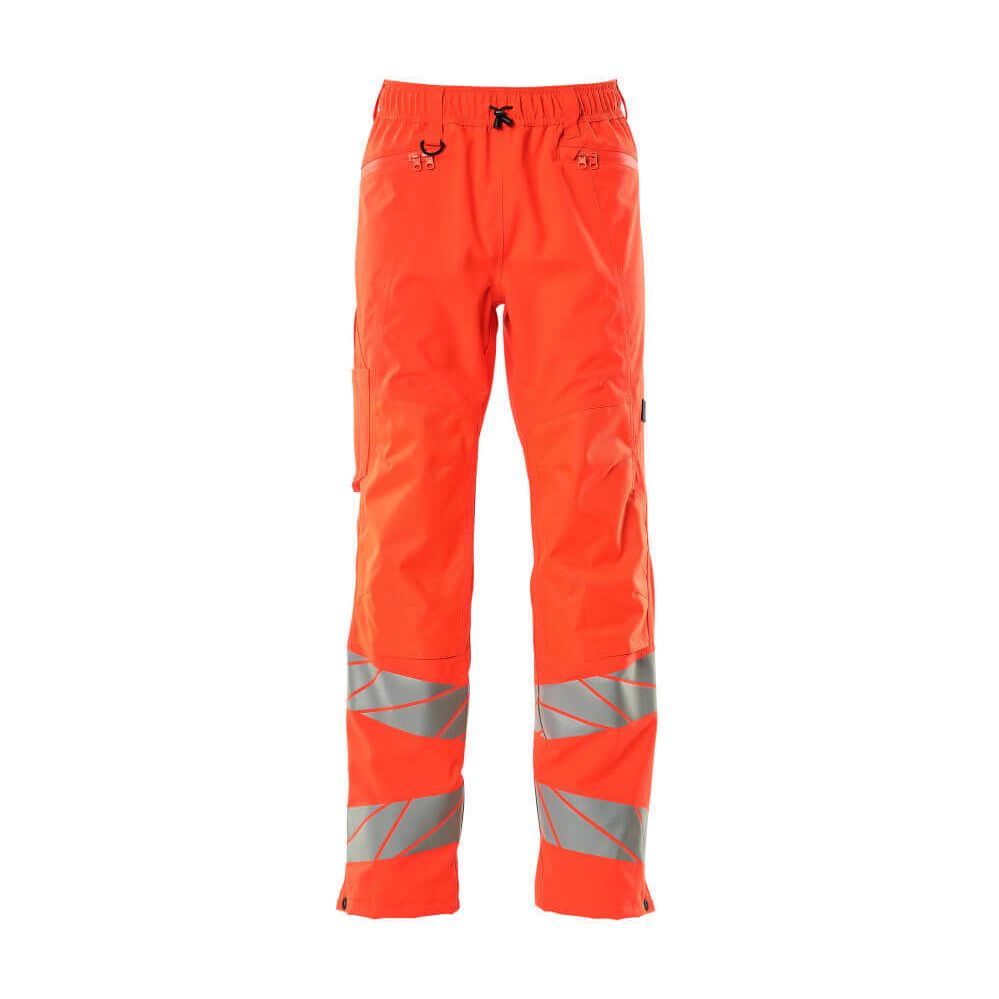 Mascot Hi-Vis Waterproof Trousers Front #colour_hi-vis-red