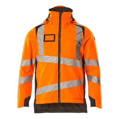 Mascot Hi-Vis Waterproof Winter Jacket 19035-449 Front #colour_hi-vis-orange-dark-anthracite-grey