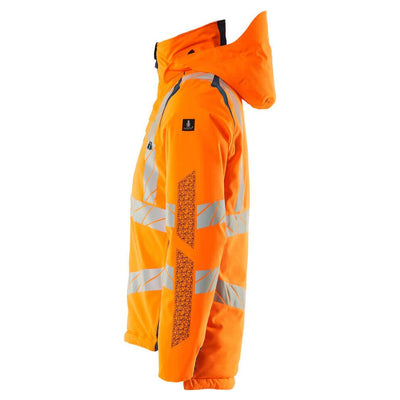 Mascot Hi-Vis Waterproof Winter Jacket 19035-449 Right #colour_hi-vis-orange-dark-petroleum