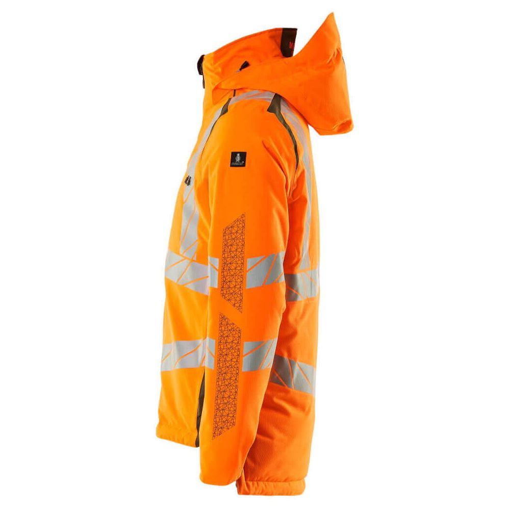 Mascot Hi-Vis Waterproof Winter Jacket 19035-449 Right #colour_hi-vis-orange-moss-green