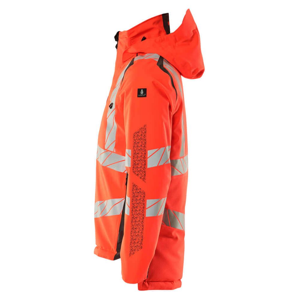 Mascot Hi-Vis Waterproof Winter Jacket 19035-449 Right #colour_hi-vis-red-dark-anthracite-grey