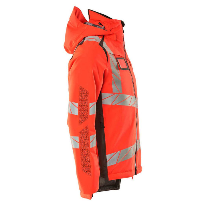 Mascot Hi-Vis Waterproof Winter Jacket 19035-449 Left #colour_hi-vis-red-dark-anthracite-grey