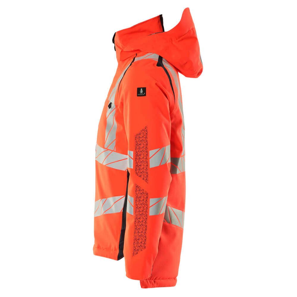 Mascot Hi-Vis Waterproof Winter Jacket 19035-449 Right #colour_hi-vis-red-dark-navy-blue