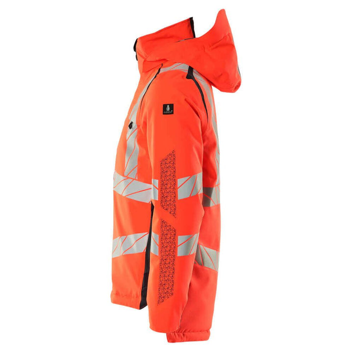 Mascot Hi-Vis Waterproof Winter Jacket 19035-449 Right #colour_hi-vis-red-dark-navy-blue