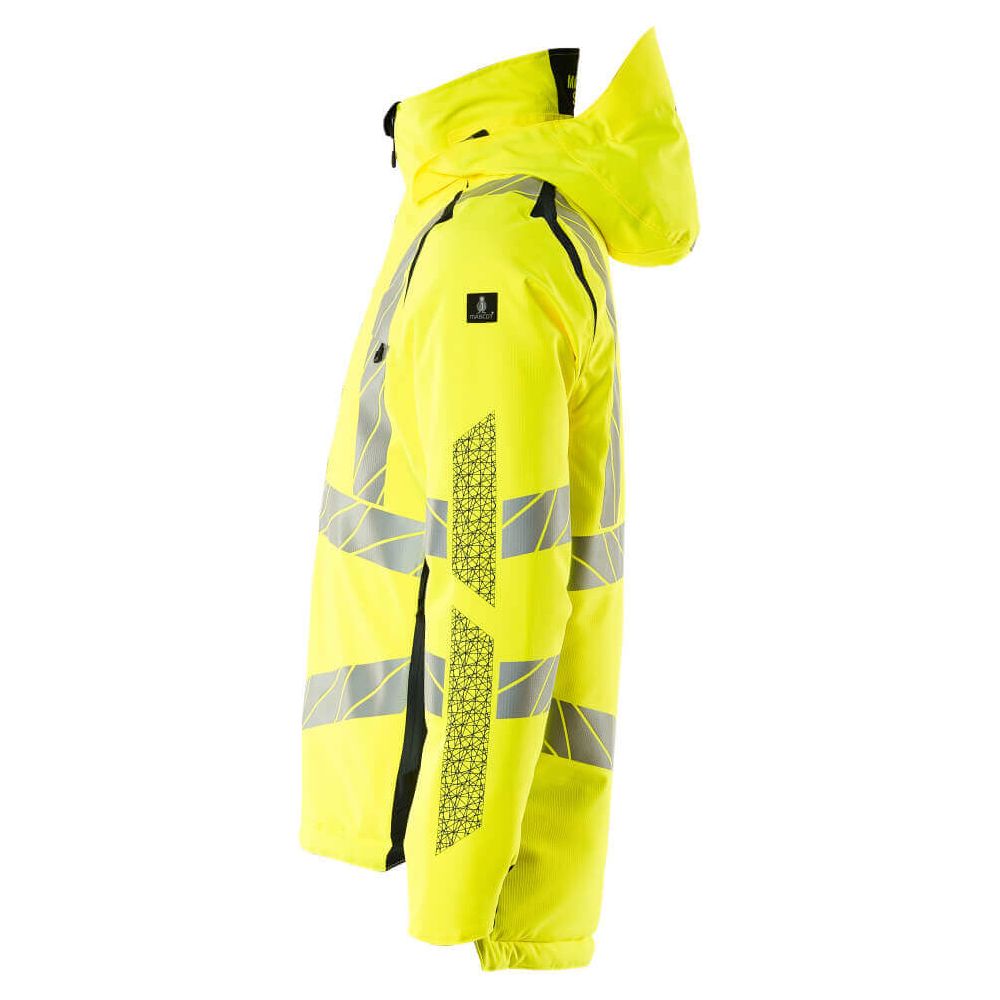 Mascot Hi-Vis Waterproof Winter Jacket 19035-449 Right #colour_hi-vis-yellow-dark-navy-blue