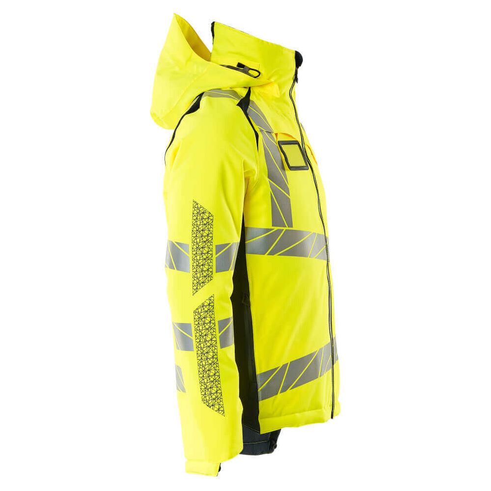 Mascot Hi-Vis Waterproof Winter Jacket 19035-449 Left #colour_hi-vis-yellow-dark-navy-blue