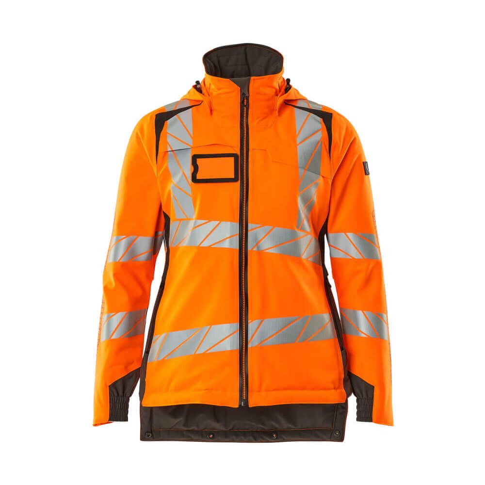 Mascot Hi-Vis Waterproof Winter Jacket 19045-449 Front #colour_hi-vis-orange-dark-anthracite-grey