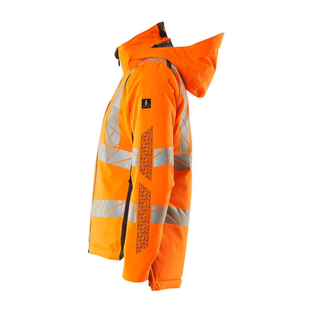 Mascot Hi-Vis Waterproof Winter Jacket 19045-449 Right #colour_hi-vis-orange-dark-anthracite-grey