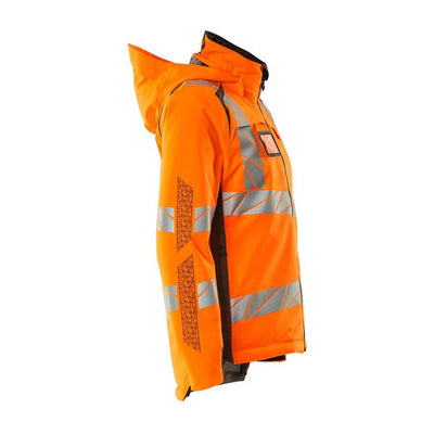 Mascot Hi-Vis Waterproof Winter Jacket 19045-449 Left #colour_hi-vis-orange-dark-anthracite-grey