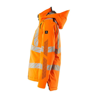 Mascot Hi-Vis Waterproof Winter Jacket 19045-449 Right #colour_hi-vis-orange-dark-navy-blue