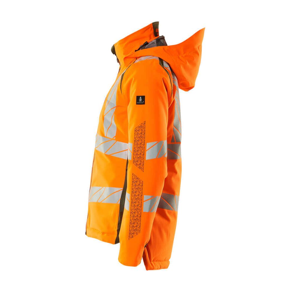 Mascot Hi-Vis Waterproof Winter Jacket 19045-449 Right #colour_hi-vis-orange-moss-green