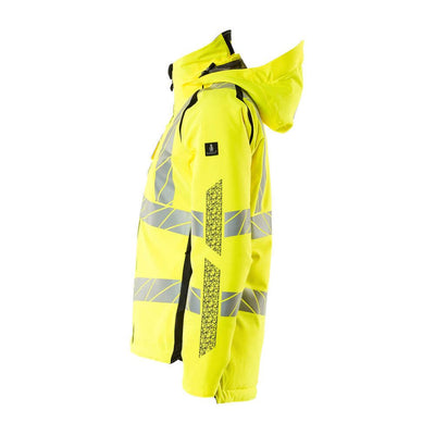 Mascot Hi-Vis Waterproof Winter Jacket 19045-449 Right #colour_hi-vis-yellow-black
