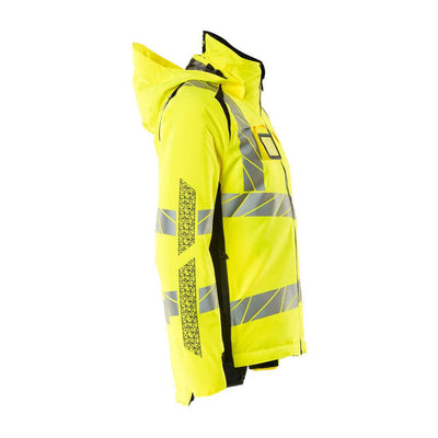 Mascot Hi-Vis Waterproof Winter Jacket 19045-449 Left #colour_hi-vis-yellow-black