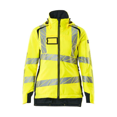 Mascot Hi-Vis Waterproof Winter Jacket 19045-449 Front #colour_hi-vis-yellow-dark-navy-blue