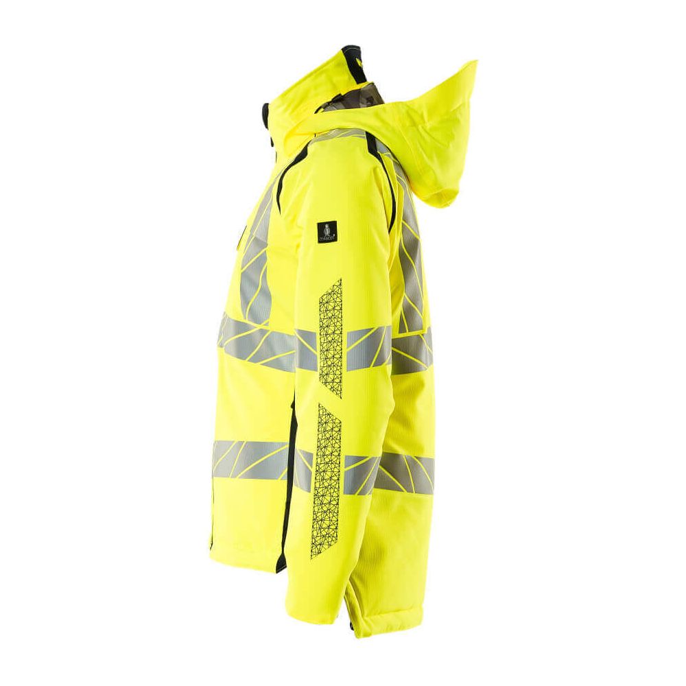 Mascot Hi-Vis Waterproof Winter Jacket 19045-449 Right #colour_hi-vis-yellow-dark-navy-blue