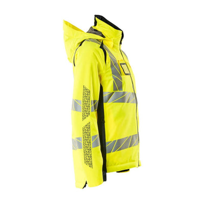 Mascot Hi-Vis Waterproof Winter Jacket 19045-449 Left #colour_hi-vis-yellow-dark-navy-blue